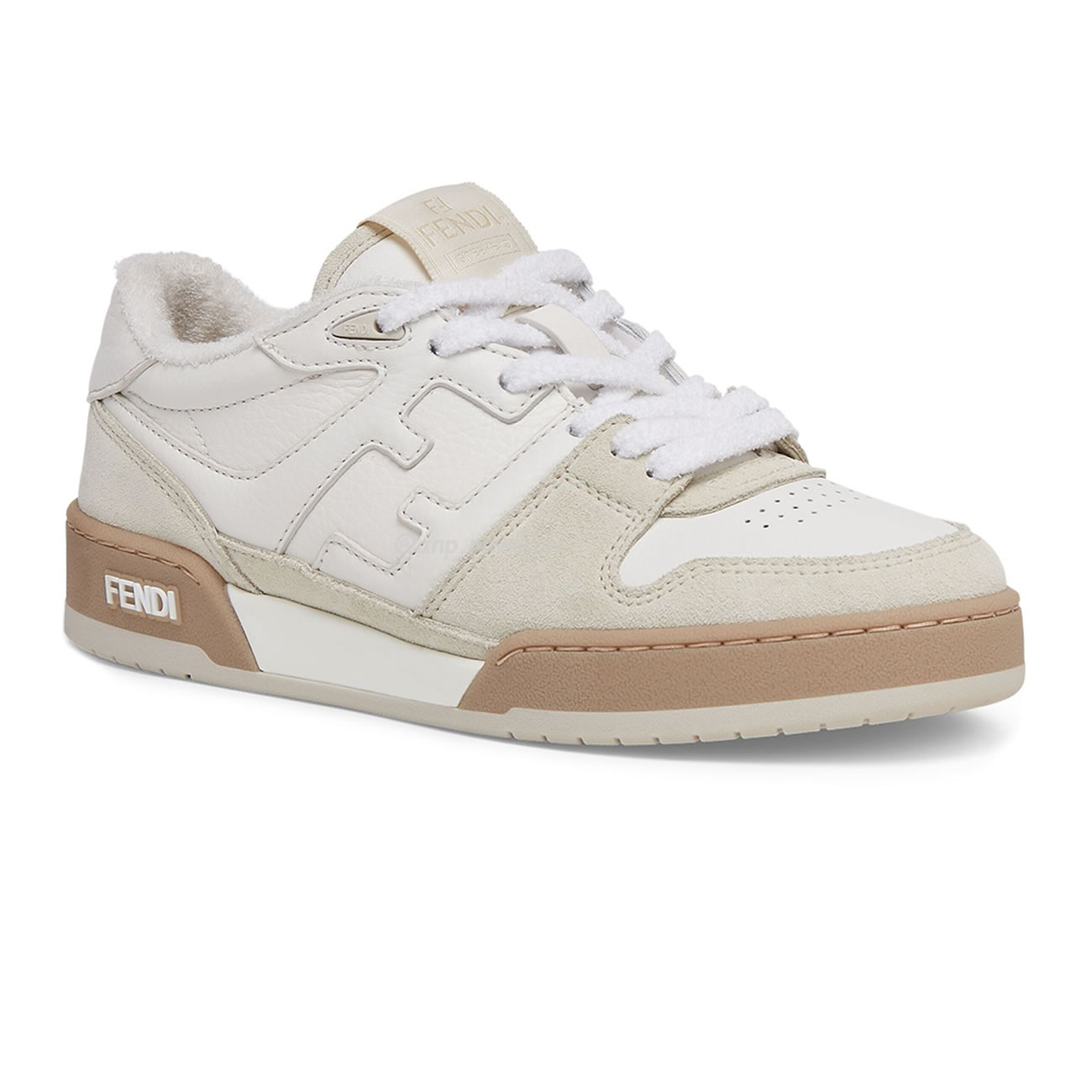 Fendi Match Cream Black White Suede And Leather Low Top Sneakers (3) - www.newkick.vip